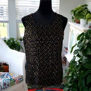 💥Sexy Sheer Black Top w/Gold Foil Accents - Size MP